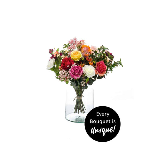 Bouquet artificiel Roses Flammes - Hors vase
