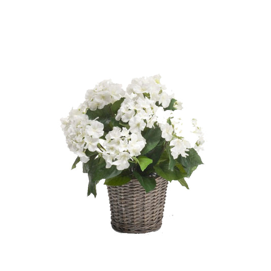 Plante artificielle Hortensia buisson 45 cm blanc d20 cm