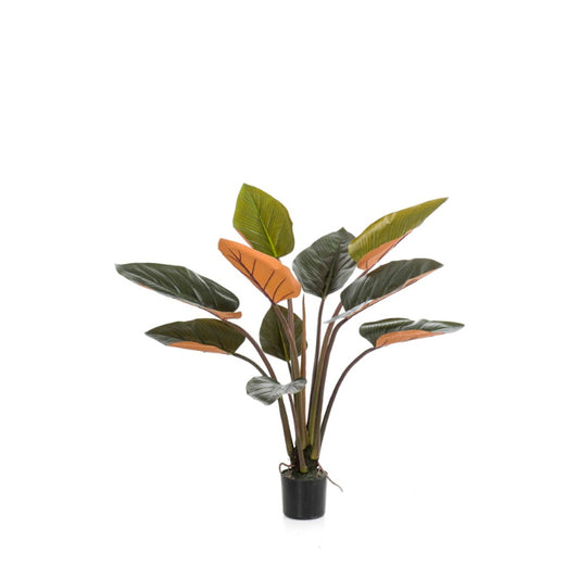 Kunstplant Philodendron groen/wijnrood 120 cm